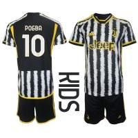 Camisa de Futebol Juventus Paul Pogba #10 Equipamento Principal Infantil 2023-24 Manga Curta (+ Calças curtas)